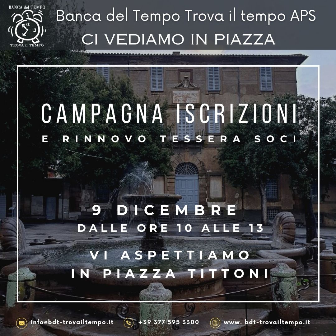 Campagna iscirzioni banca del tempo Trova il tempo 2023